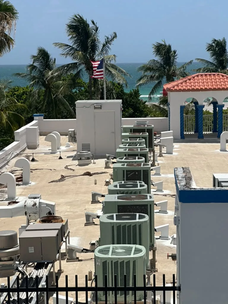 Multiple rooftop air conditioning systems at a commercial property